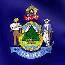 State of Maine logo on blue background