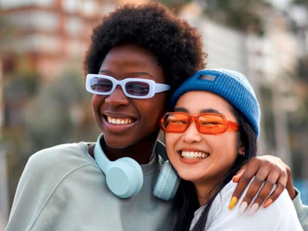 Happy friends with glasses