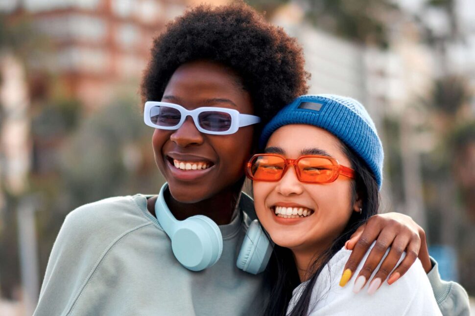 Happy friends with glasses